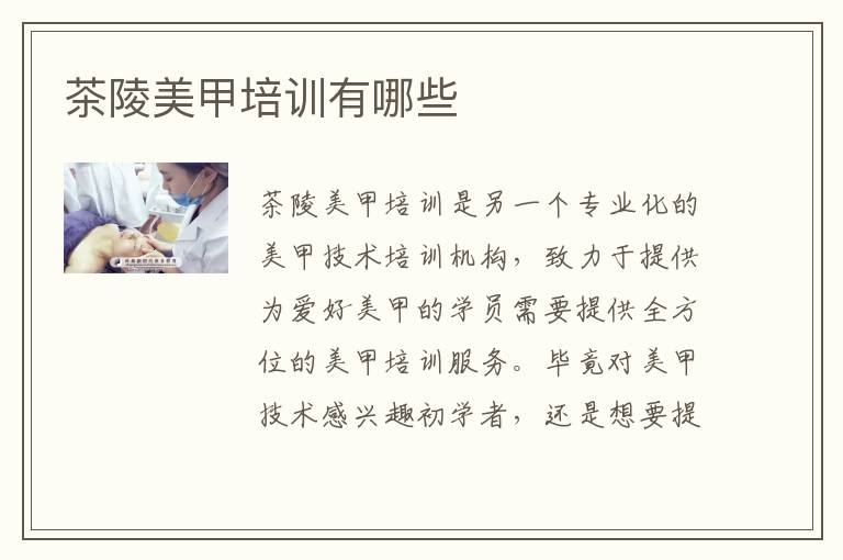 茶陵美甲培训有哪些